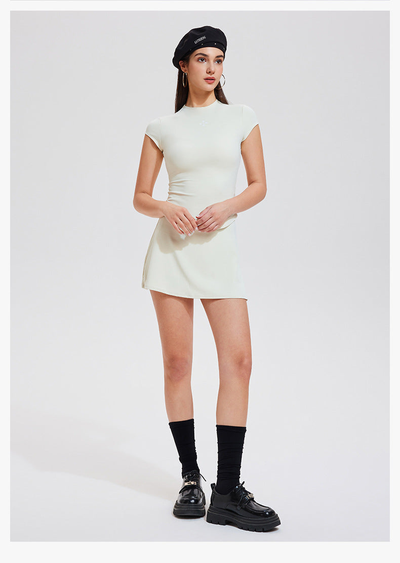 Women’s Slim Fit Active Dress – Short Sleeve Sports Top & Skirt Set for Fitness & Casual Wear