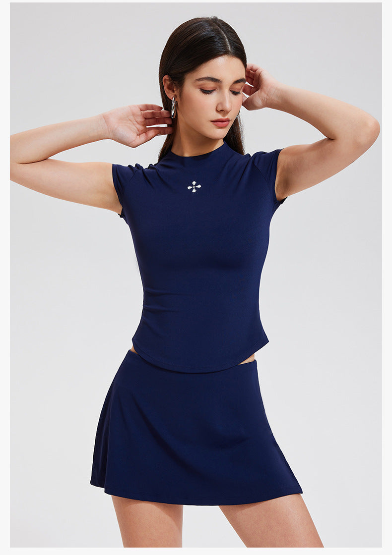 Women’s Slim Fit Active Dress – Short Sleeve Sports Top & Skirt Set for Fitness & Casual Wear