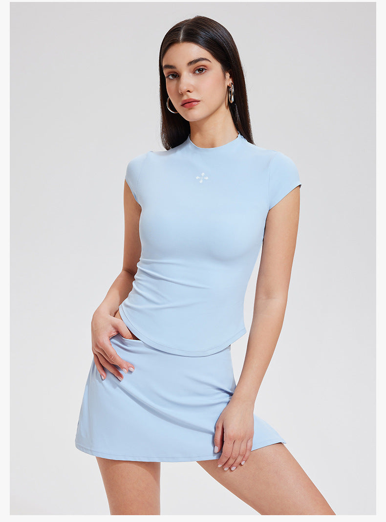 Women’s Slim Fit Active Dress – Short Sleeve Sports Top & Skirt Set for Fitness & Casual Wear