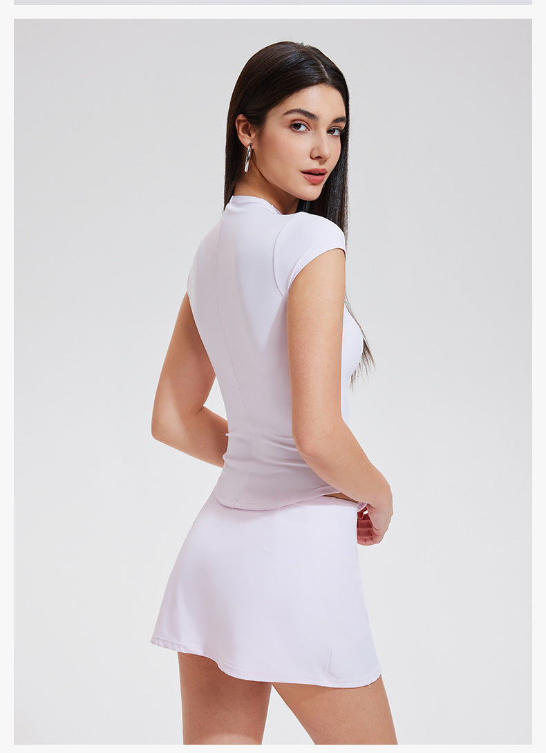 Women’s Slim Fit Active Dress – Short Sleeve Sports Top & Skirt Set for Fitness & Casual Wear