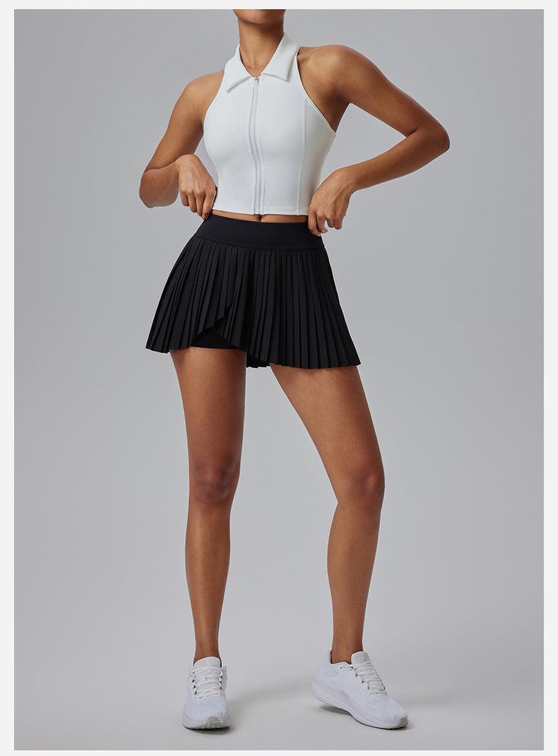 Women’s Pleated High-Waist Tennis Skirt with Built-in Shorts – Breathable Activewear for Sports & Fitness